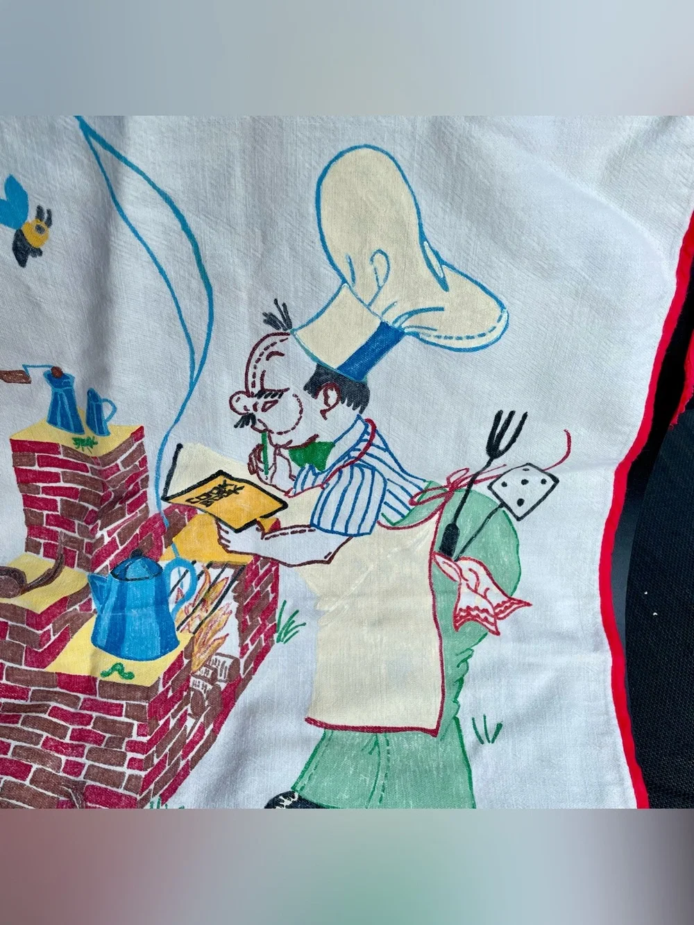 Vintage BBQ Full Apron Color Transferware Barbecue Chef Animals Papa Geno 50’s